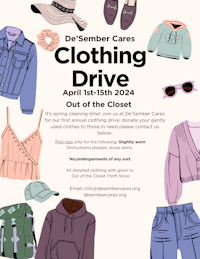 a flyer for the clothing drive