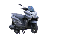 a grey scooter is parked on a black background