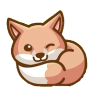 a cute fox sticker on a black background