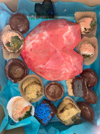 a box of chocolates in a blue box