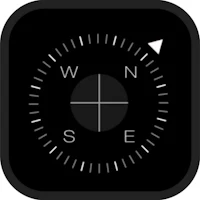 a black and white compass icon on an apple device