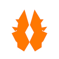a pair of orange triangles on a white background