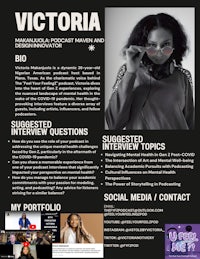 victoria's interview with a woman wearing headphones