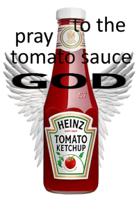 a bottle of ketchup with wings on it