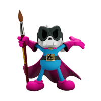 a cartoon character holding a paint brush