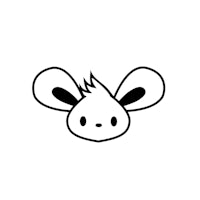 a black and white image of a mouse with long ears