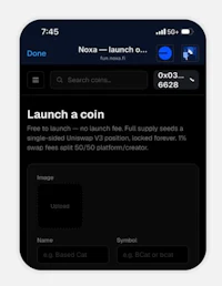 the launch a coin screen on an iphone