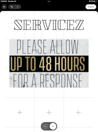 a screenshot of a screen that says servicez please allow up to 48 hours for a response