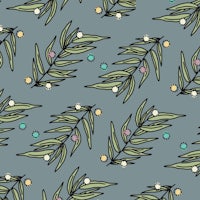 eucalyptus leaves on a blue background