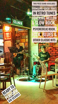 a group of people are playing music in a restaurant