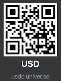 a qr code with the word usd on it