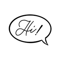 a speech bubble with the word hi on it