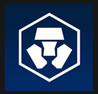 a white hexagon logo on a blue background