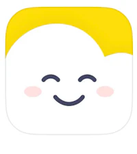 a yellow and white icon with a smiley face