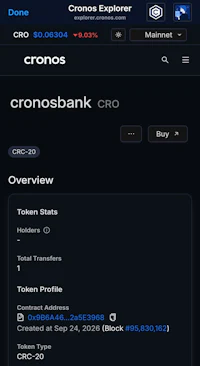 a screenshot of the cronos app on a phone
