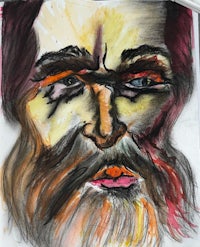 a drawing of a man with a beard