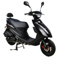 a black scooter is shown against a white background