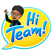 hi team logo with a woman in glasses waving