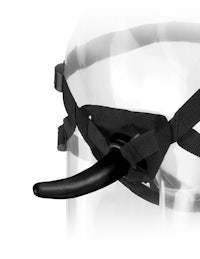 a black harness with a black handle attached to it