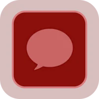 a red square with a speech bubble icon