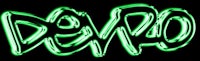 a green neon sign with the word devo on it