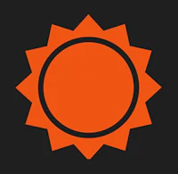 an orange sun icon on a black background