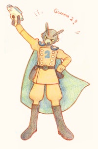 a drawing of a character holding a sword