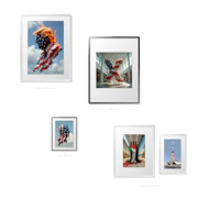 a group of framed pictures with american flags on them