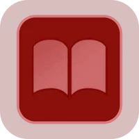 a book icon with a red background