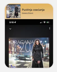 a phone with a picture of a woman in a black dress