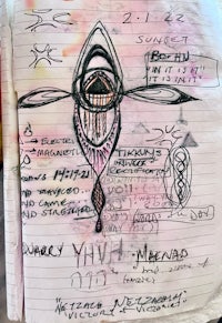 a notebook with a drawing on it