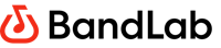 a red and black logo with a black background