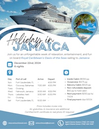 a flyer for holiday in jamaica