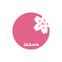 a pink sticker with the word sakura on it