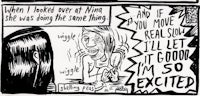 a cartoon of a woman talking to a man