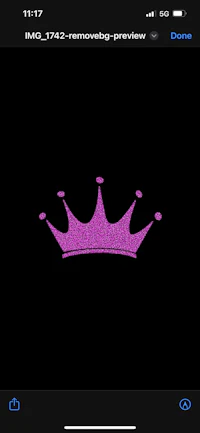 a purple crown is displayed on an iphone screen