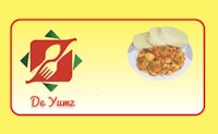 a logo for de yunz with a plate of food and a fork