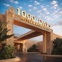 the entrance to the 1000 days hotel and resort