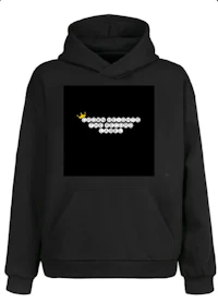 a black hoodie with a yellow crown on it