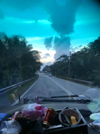 a view from the window of a car