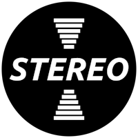 the logo for stereo on a black background