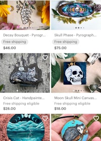 a screen shot of an etsy shop with a variety of items