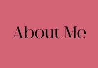 about me on a pink background