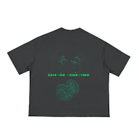 a black t - shirt with a green logo on it