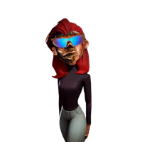 a woman with red hair and sunglasses