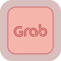 a pink square with the word grab on it