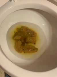 a toilet bowl with a piece of meat in it