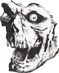 a drawing of a skull with an open mouth