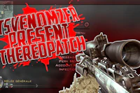 a gun with the words'venom present the red patch'