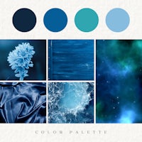 a blue color palette with a variety of colors